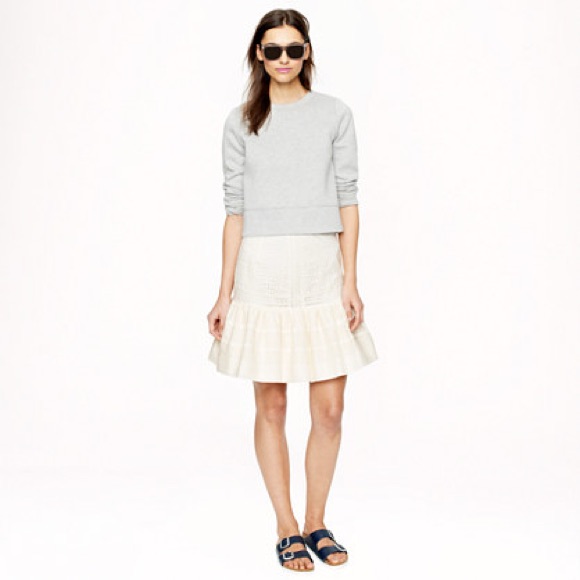 J. Crew Drop Waist Ivory Matelasse Mini Skirt 2